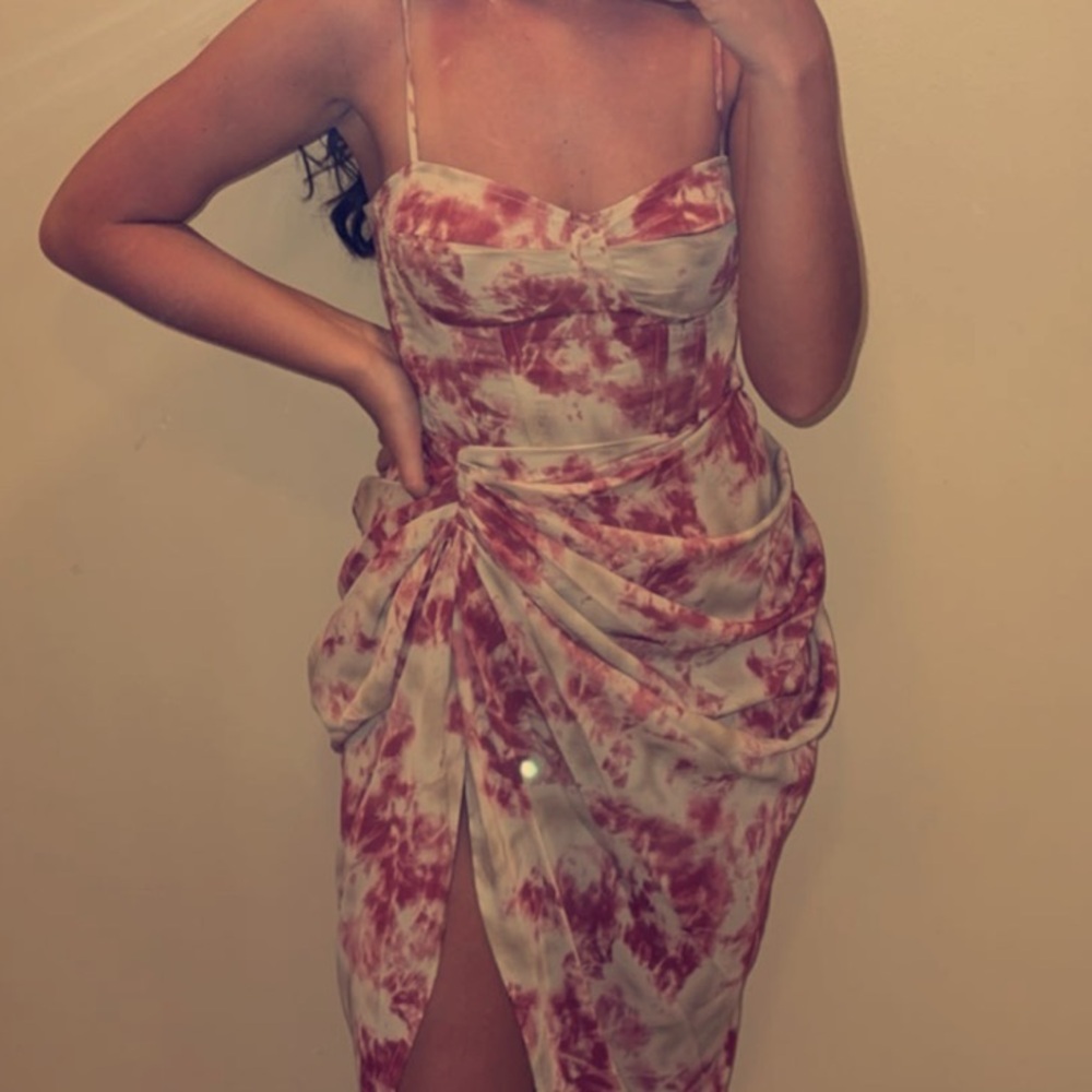Elegant Pink Tie-Dye Women's Dress
